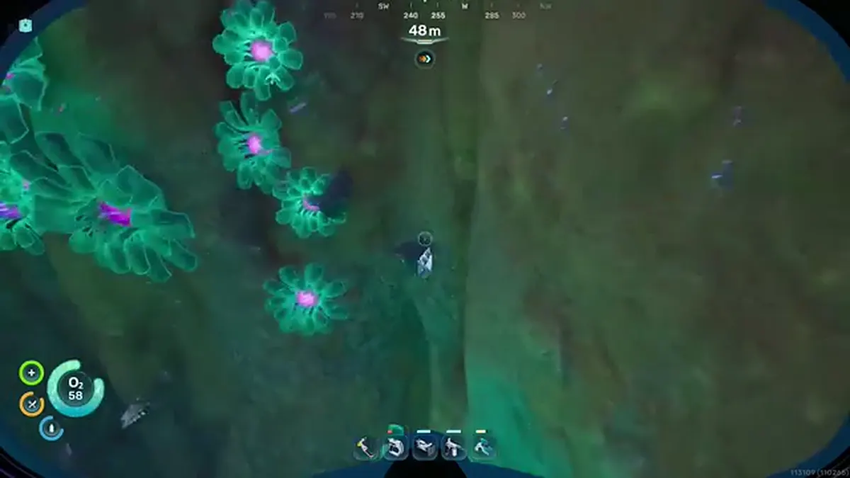 Early glowing cave terrain for a Subnautica 2 Silver search zone